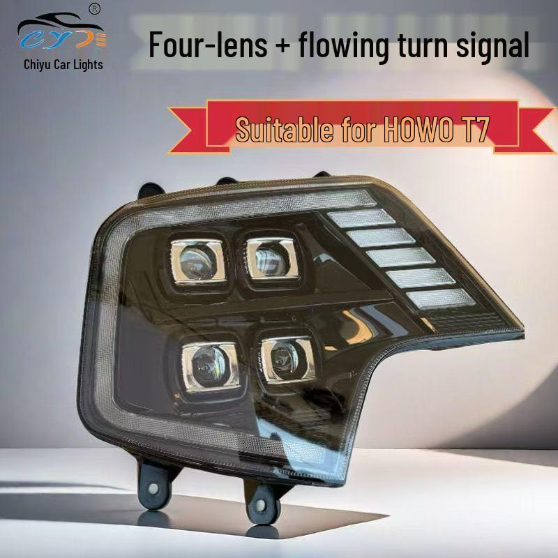 Compatible Sinotruk Howo T7H Super Bright Spotlight Headlight Assembly, T5GTX Front Light Combination. Quad Lens Laser Left