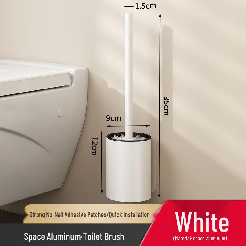 

Wall-Mounted Space Aluminum Toilet Brush Set - Punch-Free, Dead Angle Cleaning Tool for Bathrooms