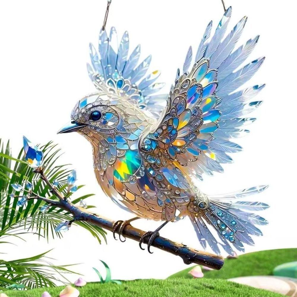 Acrylic Window Hanging Bird Sky Stained Bluebirds Suncatchers Bird Hangings Pendant  Balcony