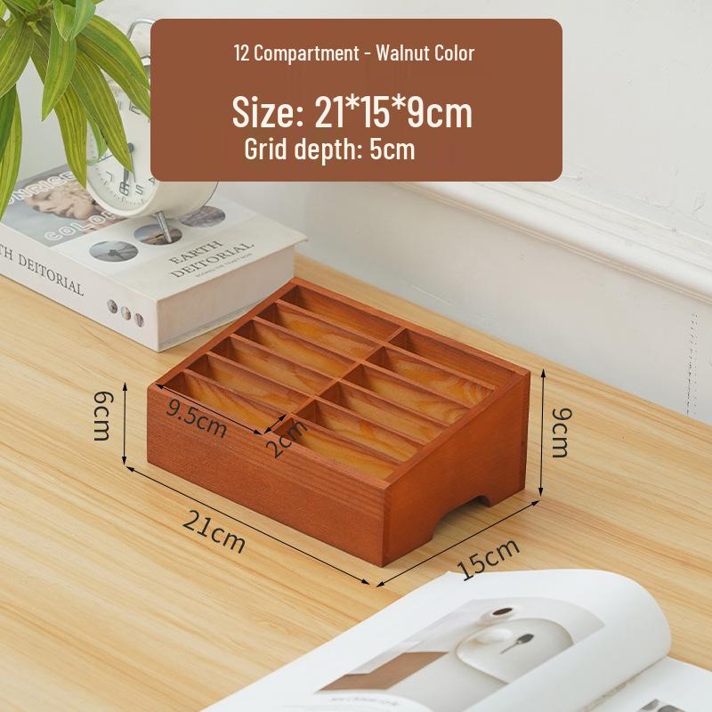 Wooden Multi-Compartment Phone & Office Storage Box