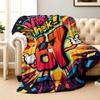 1pc Flannel Blanket, 67 Number Item with Funny Expression 2D Printed Throw, Camping Blanket Birthday/Holiday Gift, Multi-Use for Sofa/Bed/Ca