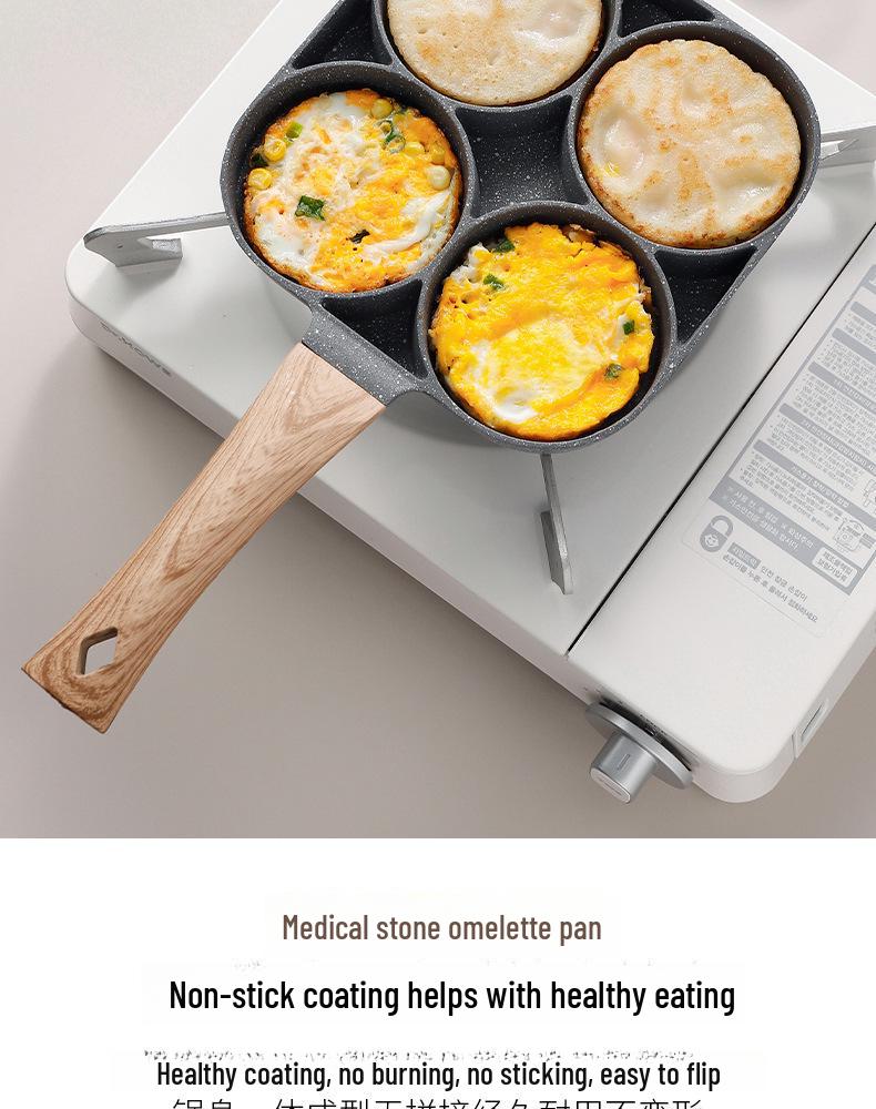 Non-Stick Four-Hole Omelette and Egg Frying Pan for Breakfast