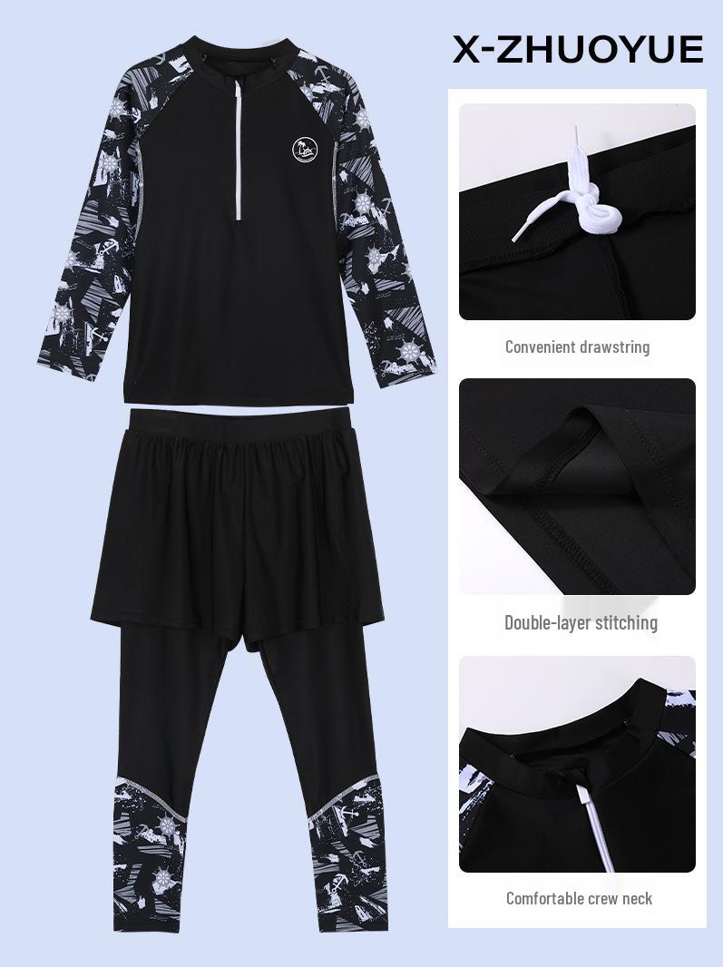 Boys Sun-Protective Quick Dry Long Sleeve Two-Piece Swimsuit 190