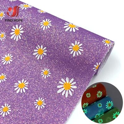 Leuchtende Gänseblümchen-Blumenmuster Grober Glitzer Kunstleder Stoff Glitzer Kunst-Synthetik DIY Basteln Ohrringherstellung Material