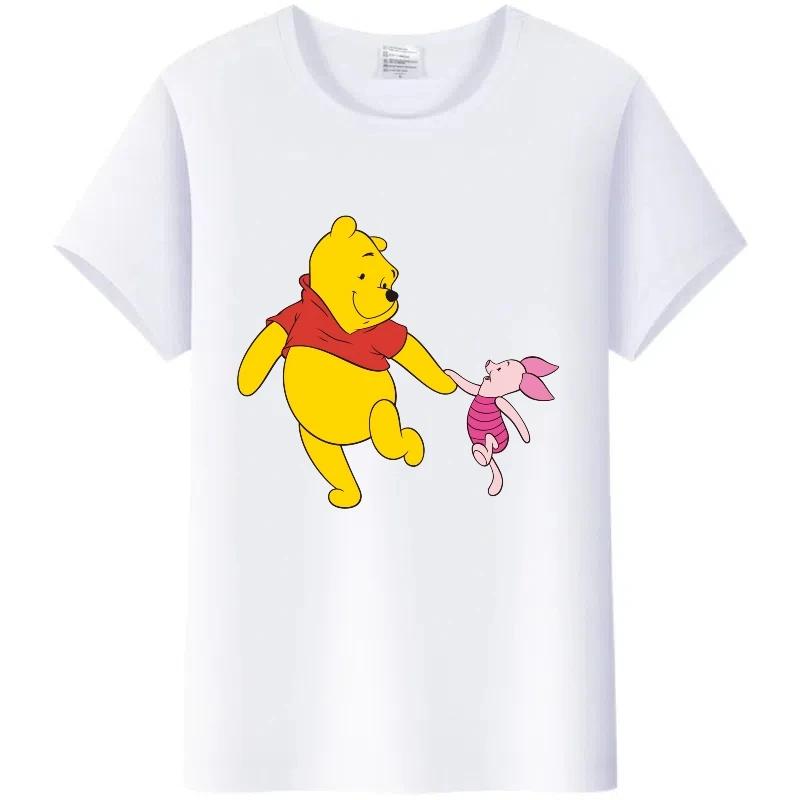 Y2K Tshirt Kawaii Clothes Tops Unisex Cartoon Winnie The Pooh Tigger Graphic T-shirt Summer Blouses White Tees