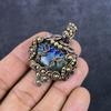 Natural Labradorite Gemstone Copper Wire Wrap Jewelry Pendant 2.05" Q8s12
