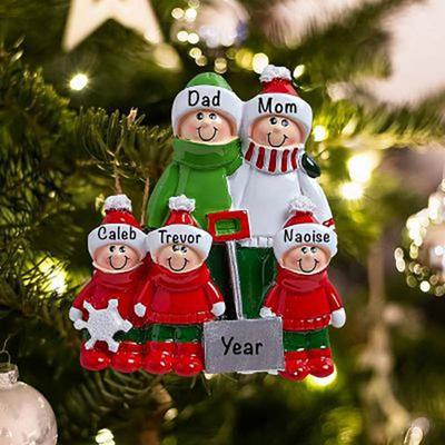 Harz Familie Weihnachtsschmuck Farbemalerei Hängende Weihnachtsbaumschmuck DIY Namensanhänger Familie Weihnachtsanhänger Weihnachten