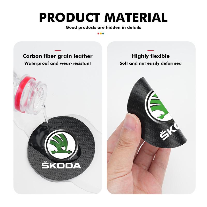 Cycr3 2Pcs Car Coaster Water Cup Anti-slip Pad Mat For Skoda Kamiq MK3 Roomster Rapid Kodiaq Karoq Fabia Enyaq