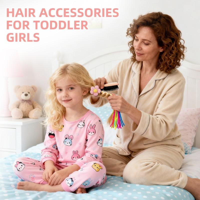2 Set Schleife Blume Haarseil Haaraccessoires Für Kleine Mädchen Dekorative Stoff Haargummi Für Partys Und Event