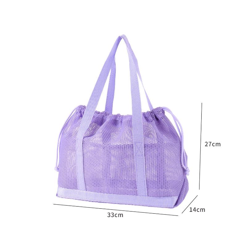 Mesh Drawstring Tote Bag Quick Dry Durable Large Capacity Multipurpose Handbag for Gym Swimming Beach Outdoor Hiking Use