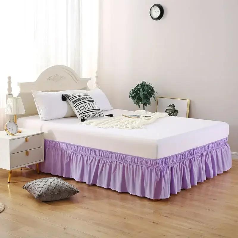 

Comfortable Soft Pleated Tailored Bed Skirt with Wrinkle & Fade Resistant Fabric -15 Inch High Bedding Corchas Para La Cama 100x200x38cm фіолетовий