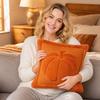 Decorative Pumpkin Pattern Throw Pillow Cover Office Lumbar Support Cushion Cover Without Insert Soft Textured Fabric Square Shape