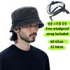 Washed Denim Bucket Hat Windproof Strap Big Head Fisherman Cap Men Women Korean Streetwear Style 60–64cm Oversized Outdoor Hat