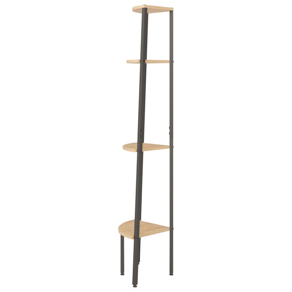 4 Tier Corner Shelf Light Brown and Black 45.5 X 31.5 X 150 Cm