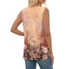 Canotta da donna vintage con stampa floreale, T-shirt estiva a maniche corte con bottoni e scollo a V, top alla moda ampio
