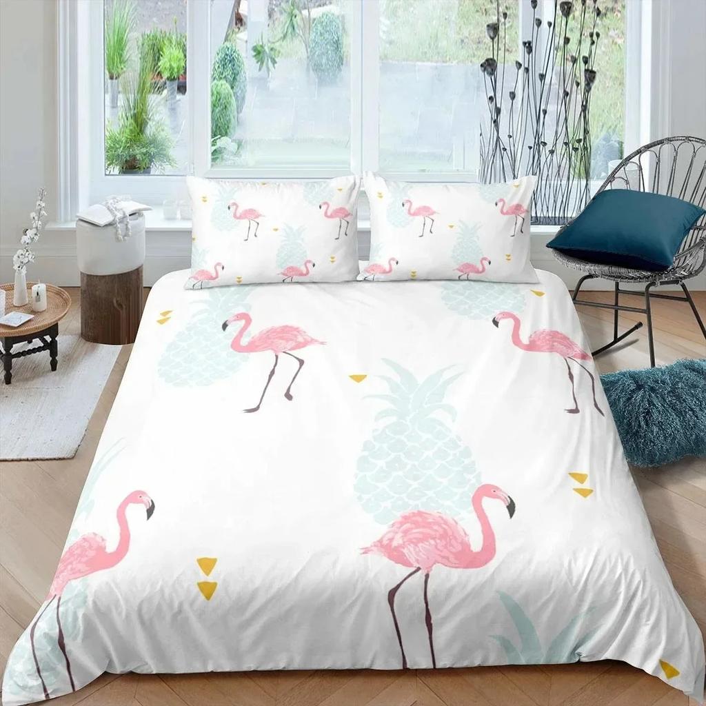 3D Print Flamingo Flowers Tropical Animal 3D Duvet Cover Bedding Set Comforter Linen Pillowcases Single Double Twin King Queen