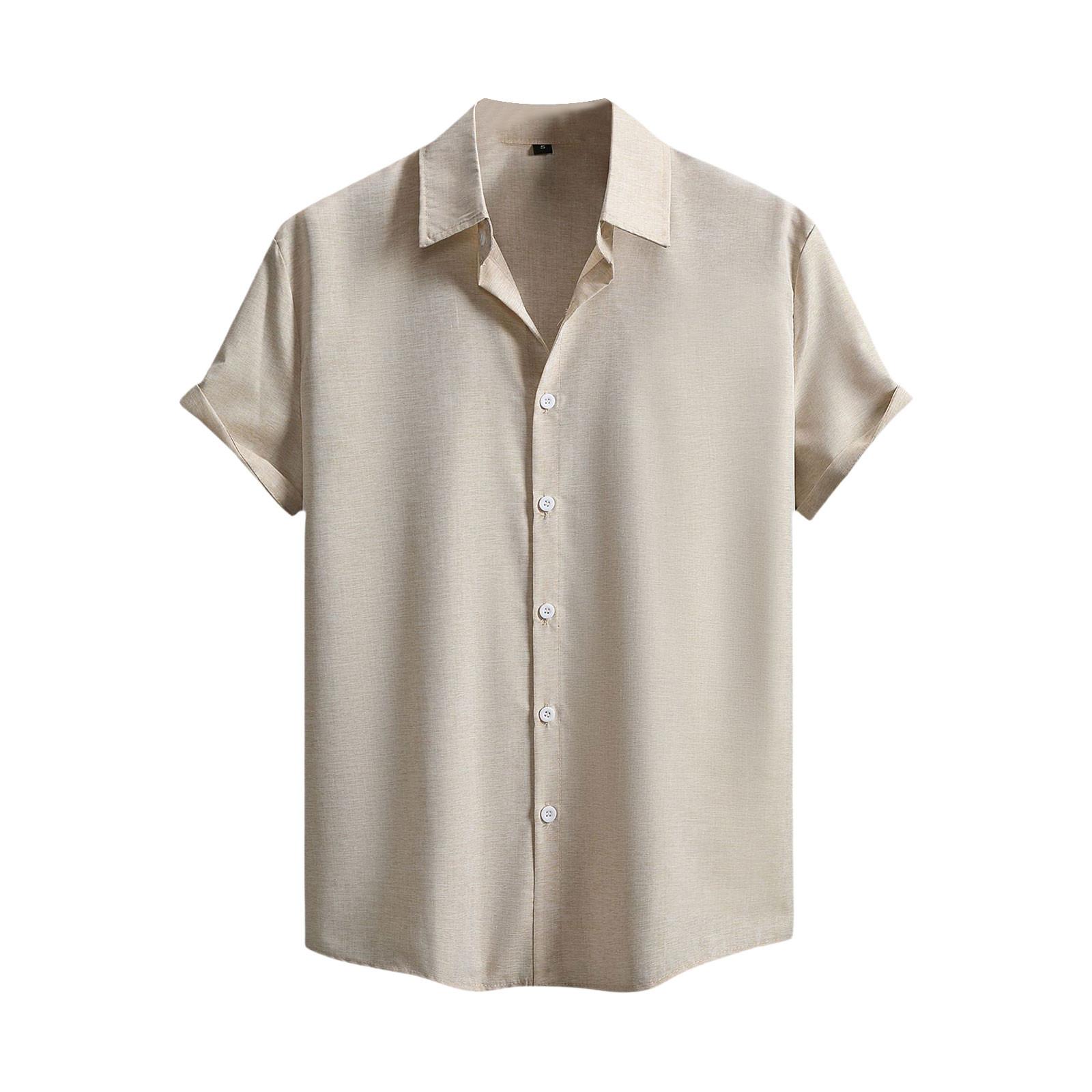 

Мужская модная рубашка с воротником, однотонная, повседневная, с короткими рукавами L хаки