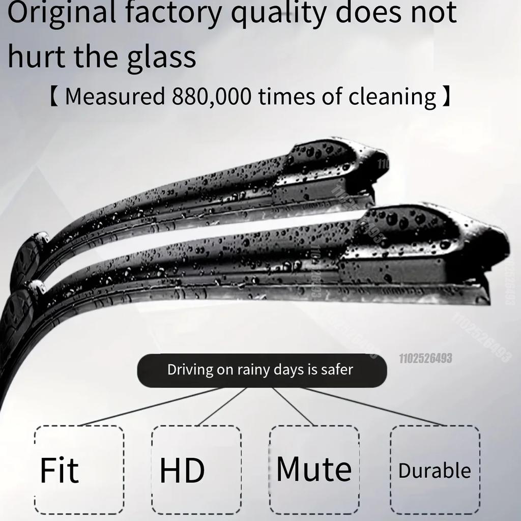 2PCS Car Wiper Blades Universal U-type Soft Rubber Boneless Wiper  Durable Reduce Noise Automotive Wiper 16" 18" 19" 21" 22" 24"