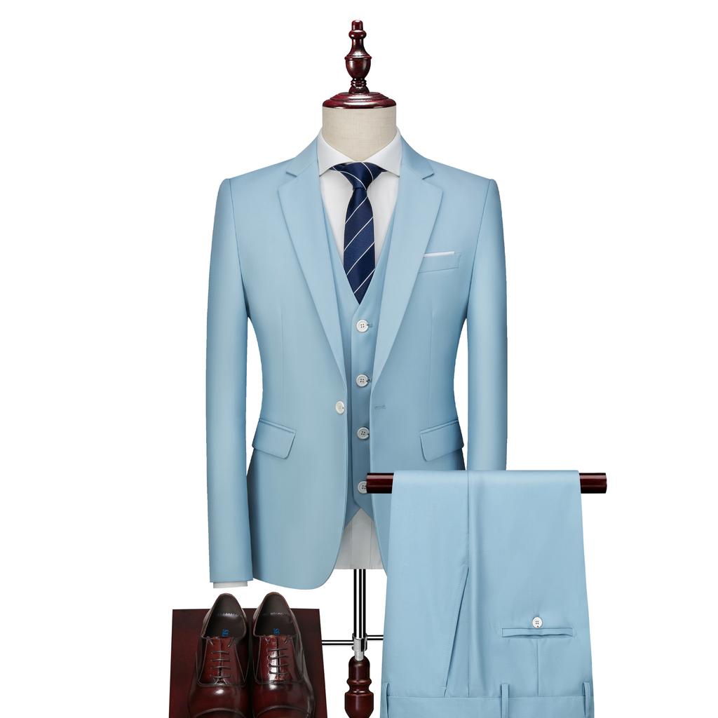 Pánský oblek Oblek Pánský třídílný set Velký jednobarevný oblek Business Professional Oblek