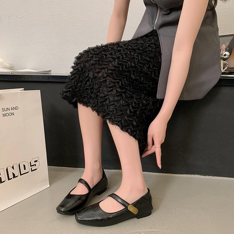 French Mary Jane Shoes Children 2025 New Summer White with Skirt Single Shoes Low Heel Flat Bottom Pointed Small Leather Shoes