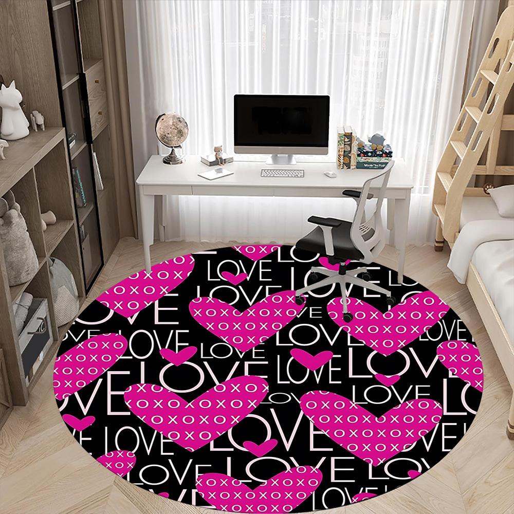 1pc Love Hearts Pattern Chair Carpet for Office, Non-slip, Soft and Durable Office Rug, Perfect for Office Yy251227155