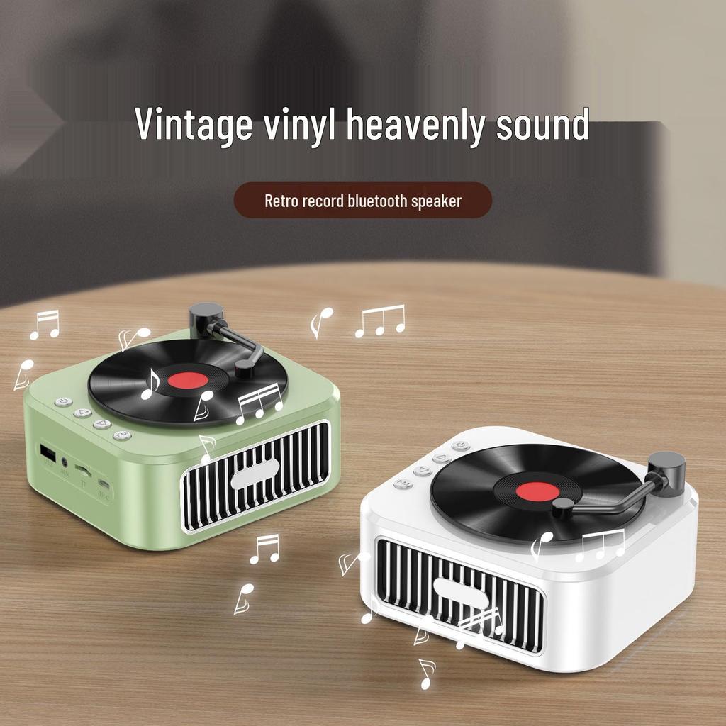Creative Retro Vinyl Record Player: Portable Bluetooth 5.3 Speaker for Outdoor and Desktop Use