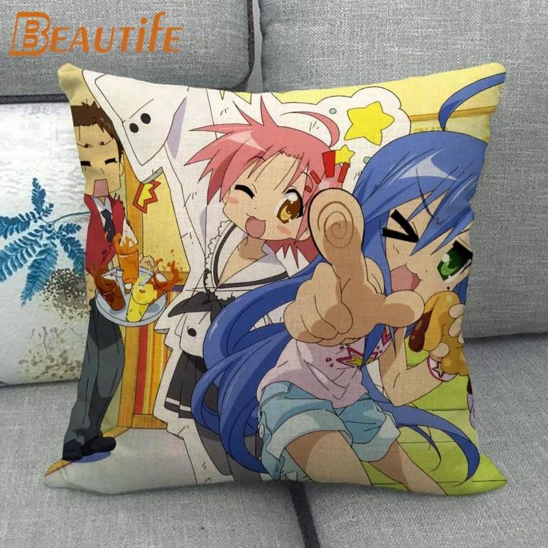 Custom Lucky Star Pillowcase Cartoon Girl Wedding Decorative Cotton Linen Pillow Case for Home Pillow Cover 45X45cm One Side