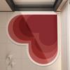 Red Heart-Shaped Carpet Bathroom Mat Diatomaceous Earth Water-Absorbing Mat Quick-Dry Non-Slip Mat