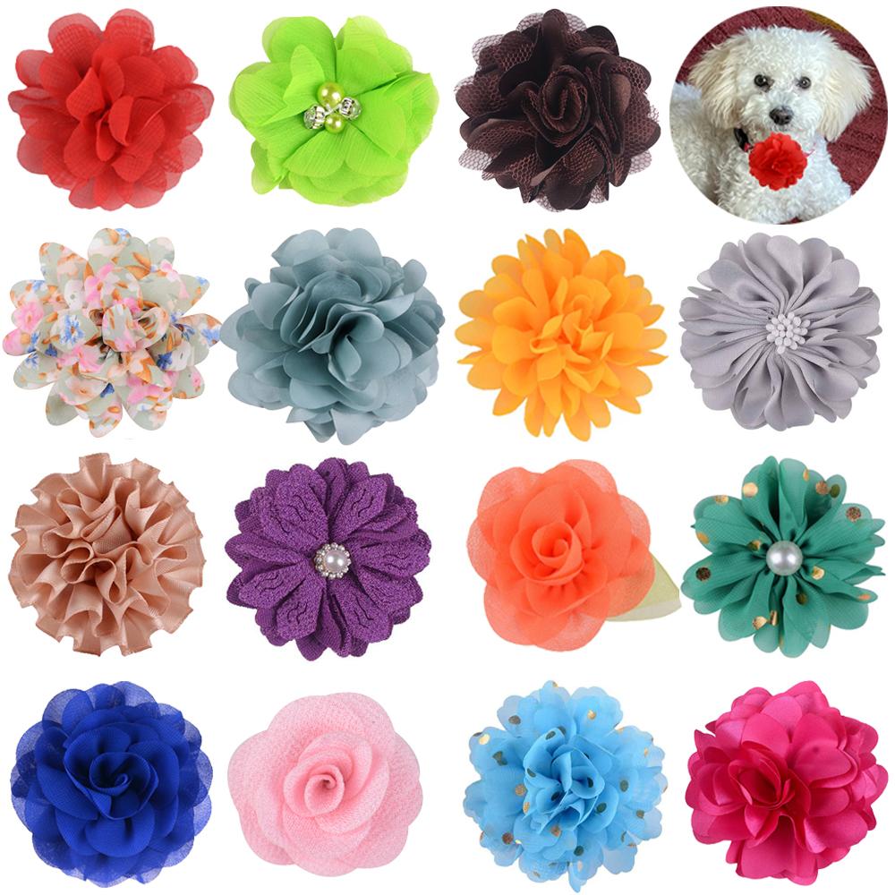 50/100pcs Flower-Collar Dog Accessories Dog Bow Tie Pet Dog Collar Accessories Flower For Dog Collar Dog Flower Collar Accessory