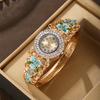 Vintage Court Style Floral Watch for Women Quartz Wristwatch