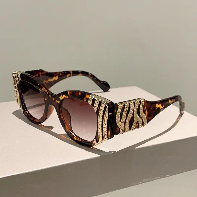Ochelari de soare cu ochi de pisică cu cadru mare pentru femei, ochelari de soare la modă, vintage, la modă, punk, supradimensionați, de lux, sexy, pentru femei