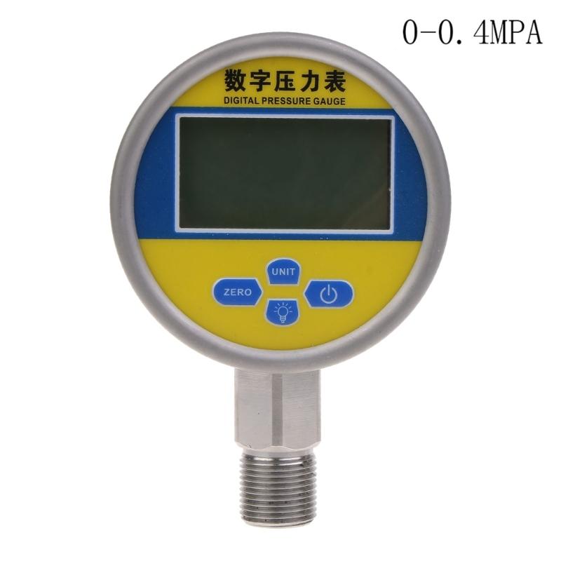 Digital Hydraulic Industrial Pressure Gauge Lower Mount Battery Powered Large LCD Dispaly Reset Function 5 Units Durable