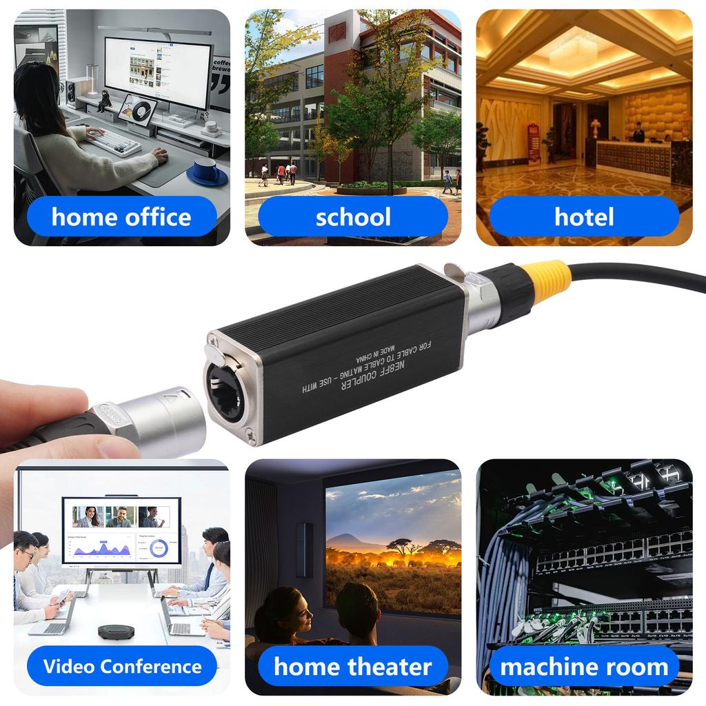 RJ45 Female To Female Straight Connector with Recognized Spring Locking System Network Straight Couplers for Cable Extensions