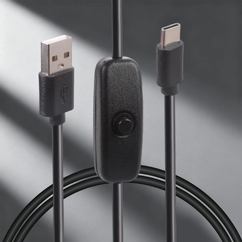 USB To Type C Charging Cable with Switches Long Plastic Texture Suitable for Powering Smartphones Tablets LED Lights Fan