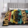 Monster Trucks Are My Jam Warm Soft Blanket  Kids Plush Bedding Throws Fluffy Home Decor Flannel Bedspread Sofa Bed Cover