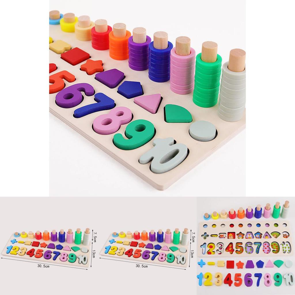 Wooden Number Shape Threeinone Counting Board Educational Toy For Early Learning Kids