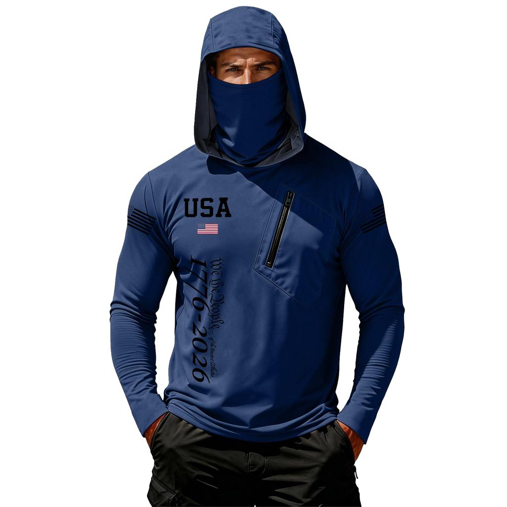 Camiseta Casual con Capucha de Manga Larga para Hombre con Protección Solar