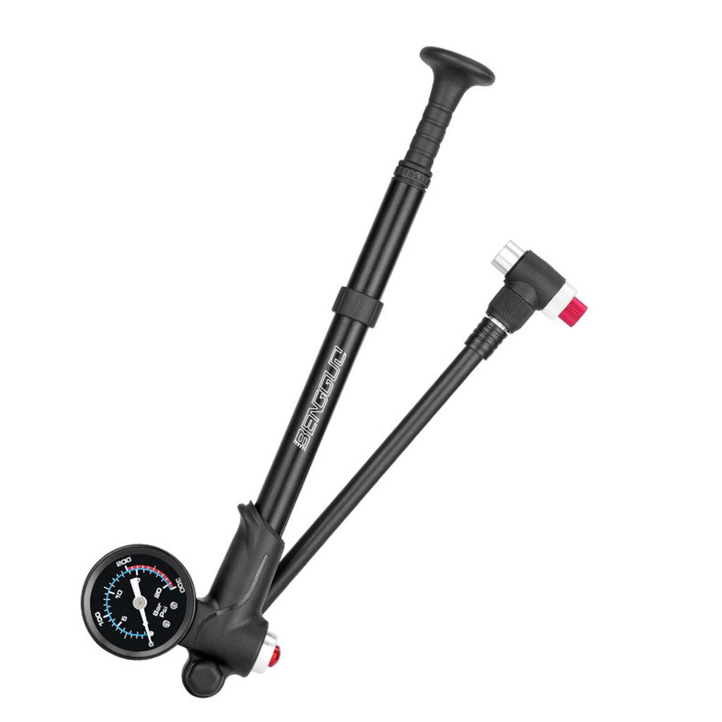 High Pressure Shock Pump for Road Mountain Bike 300PSI Air Pump with Gauge for Front Fork and Rear Suspension Small Pump