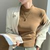 Damen Herbst- und Winter-Basisshirt mit halbohem Kragen, schlank geschnitten, fleecegefüttert, verdickt, winddicht, warm, langärmeliges Oberteil