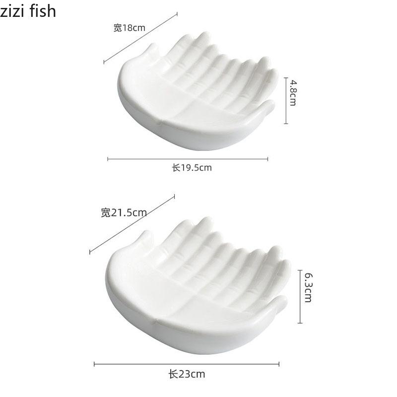 Creative Double-layer Buddha Hand Shape Ceramic Insulation Plate Dessert Dish Snack Plate Molecular Cuisine Specialty Tableware