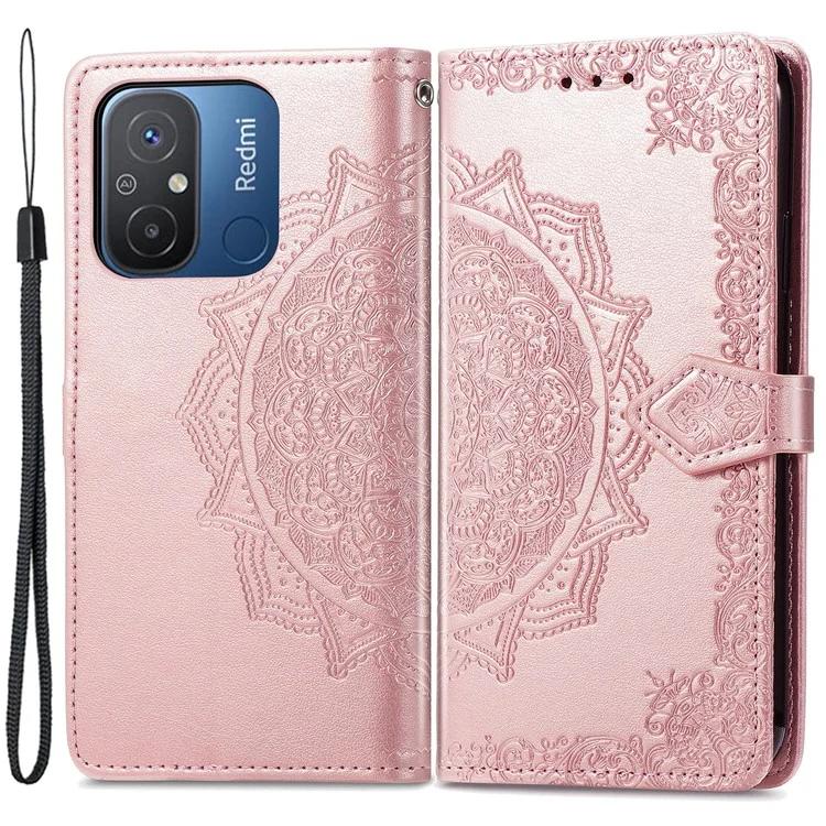 

For Xiaomi Redmi 12C 4G / 11A 4G Embossed Mandala Pattern Case PU Leather Stand Wallet Shell