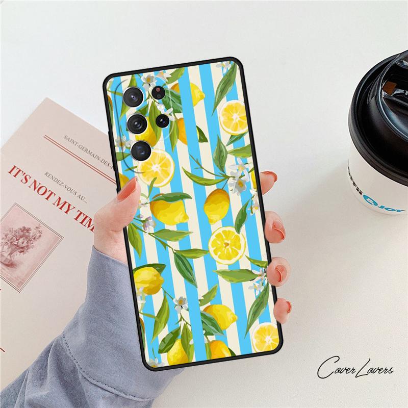 Tropical Summer Fruit Lemon phone case For Samsung Galaxy S24 S25 S23 S22 Ultra Note 10 20 Plus S20 S21 FE Cover