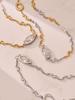 European & American Oval Cut Zircon Pendant with Natural Freshwater Pearl Texture on Stainless Steel Clavicle Necklace