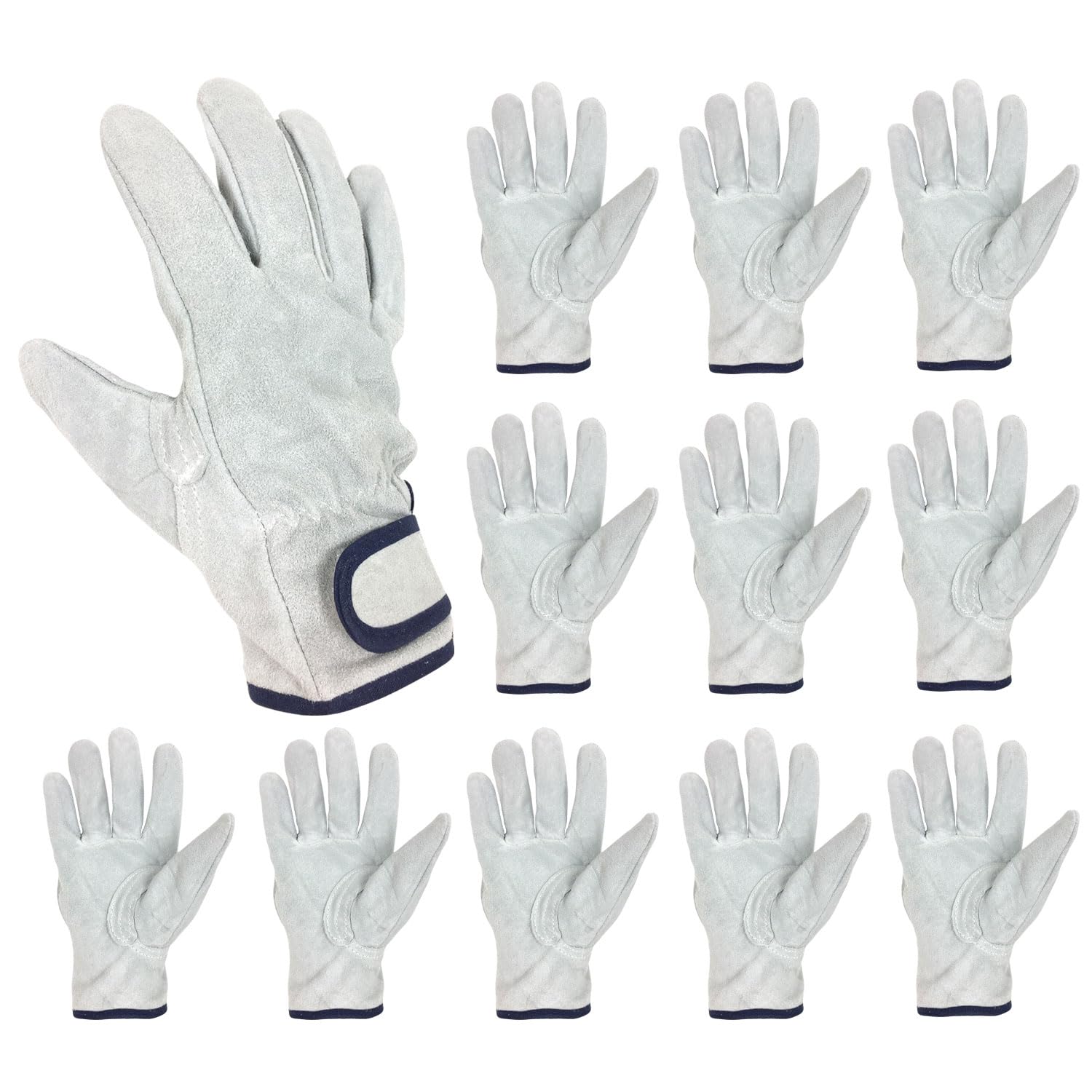 

Cowhide Leather Gloves with Velcro Size AG441 [ACE] [Bulk Purchase] 12-Pack Closure, LL, серый