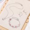 5 Piece Set Women Crystal Love Zircon Fashionable Elegant High End Peach Heart Necklace Earrings Rings Bracelets Necklace Set