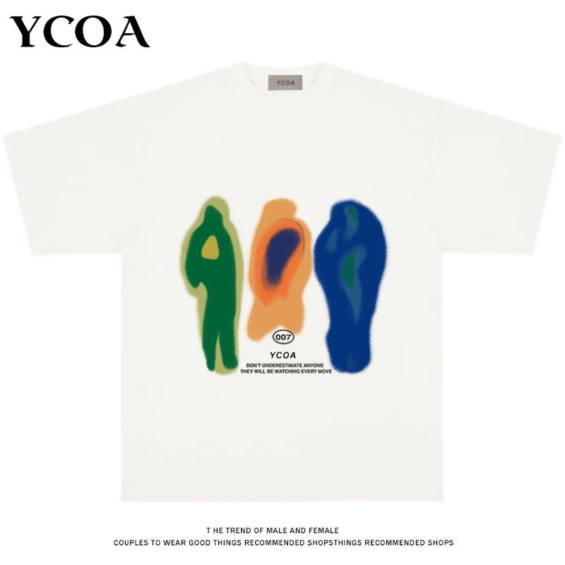 Unisex T-Shirt Baumwolle Übergroß Sommer Bedruckt YCOA Grafik Harajuku Hip Hop Lose Tops Tees Koreanische Mode Y2k Ästhetische Kleidung