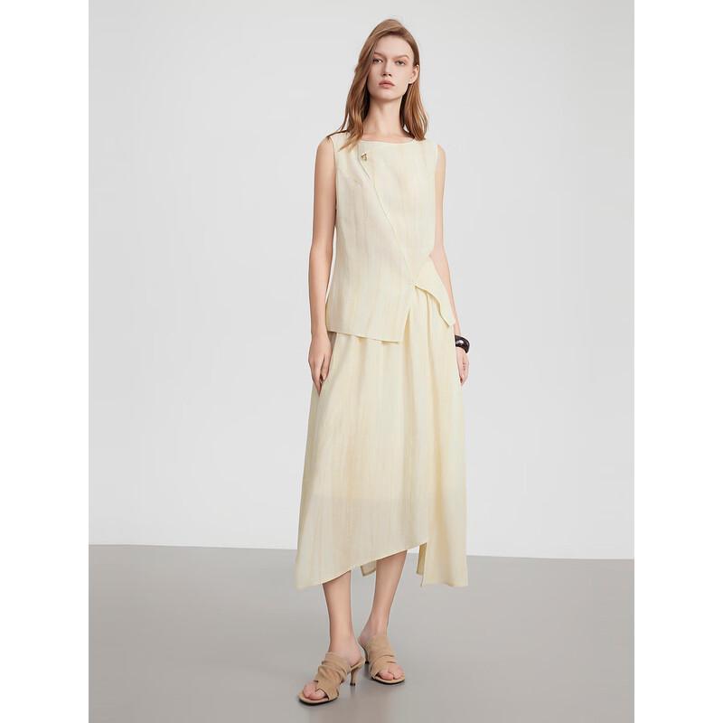 ELLE Draped Lyocell Linen Blend A-Line Skirt