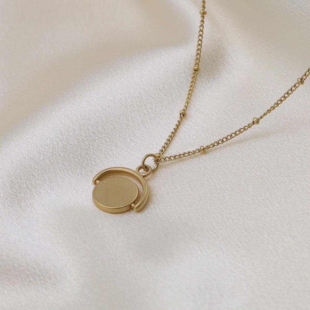 Catena Sottile Rotonda con Perline Fresche e Ciondolo a Disco Piccolo Versatile Semplice Acciaio al Titanio Non Sbiadisce Catena per la Clavicola Femminile