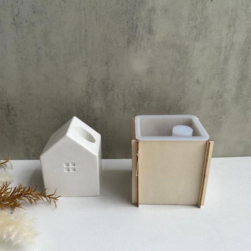 Candle Stand Mold House Shaped Candle Holder Silicone Mold for Making Candle Holder Ornament, DIY Resin Casting Molds