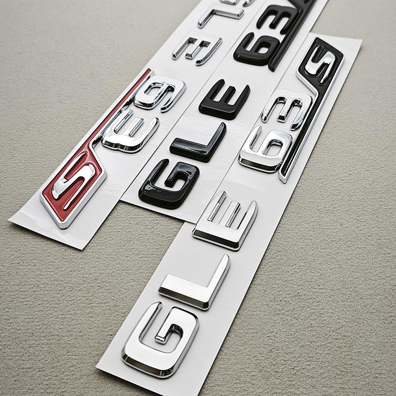 AAYY1 3D ABS Car Trunk Letters Emblem Badge GLE 63 GLE63S For W166 W167 Auto Rear Decal Sticker Gloss Black Chrome Accessories